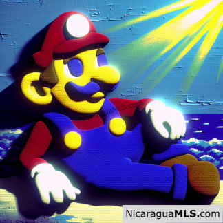 Super Mario relaxing on a private beach.